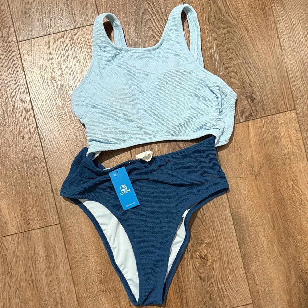 Never Worn Cupshe Sunstone Colorblock Cutout One-Piece Swimsuit Medium - Picture 2 of 4